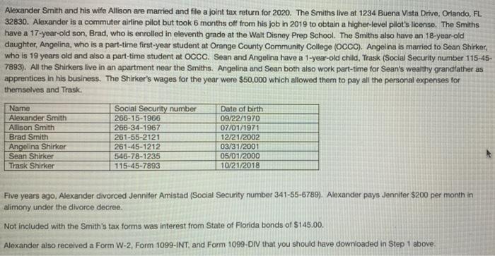  Using the information given, fill out the Schedule B form given.