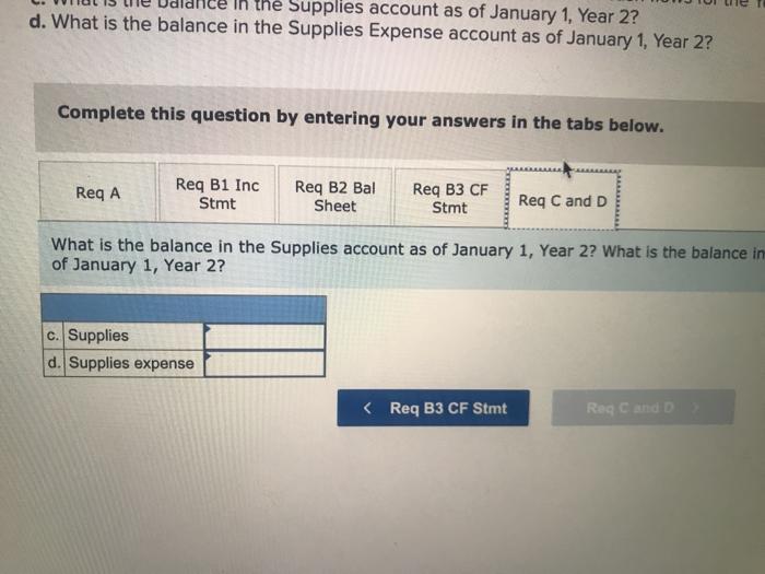 there was $1.250 of supplies on hand, Required Based on this information