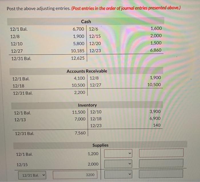 2 Accrued salaries payable $500. Depreciation $200 per month. Supplies on hand