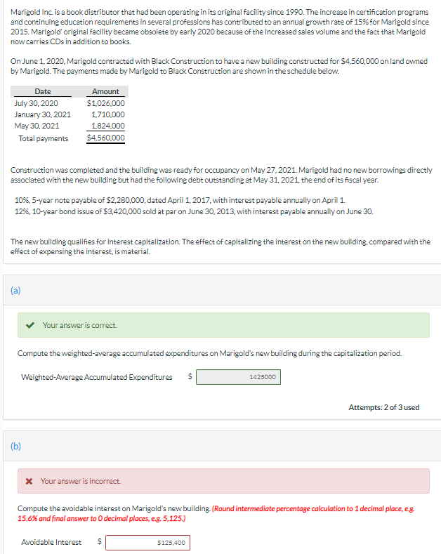 How is 1B wrong? Marigold Inc. is a book distributor that had