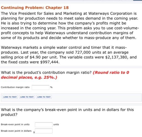 Need help Continuing Problem: Chapter 18 The Vice President for Sales and