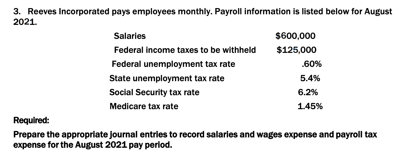 2021 As a recently hired accountant for Reeves Incorporated., you are provided