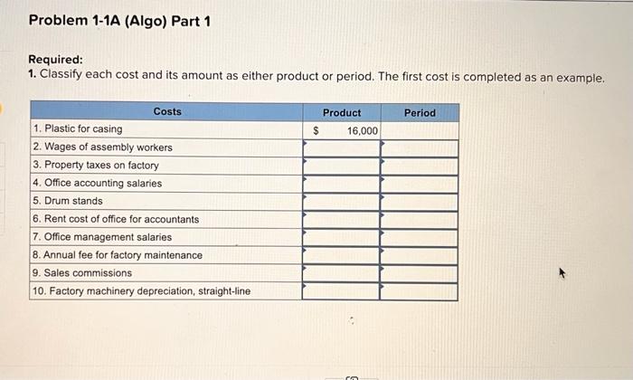 costs and computing cost per unit LO C2, P2 [The following information