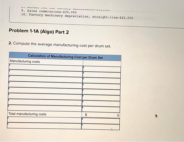 applies to the questions displayed below.) Listed here are the costs associated