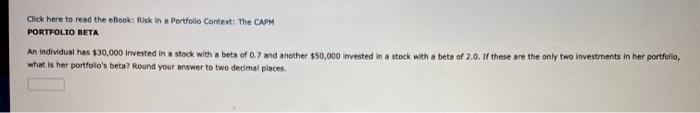 Rates of Return BETA AND REQUIRED RATE OF RETURN A stock has