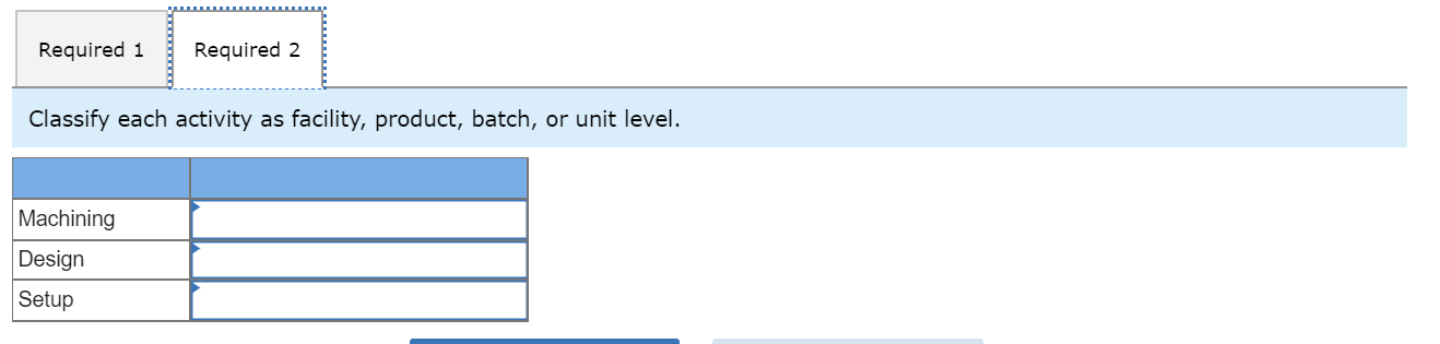 cost pools. Each pool has a cost driver. Information for Gable Company