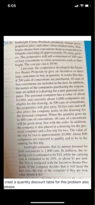  please create a quantity discount and complete in excel. my professor