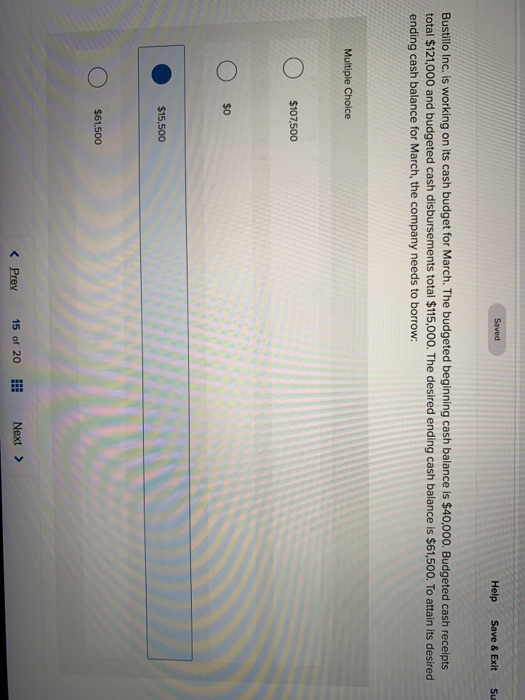  Saved Help Save & Exit Su Bustillo Inc. is working on