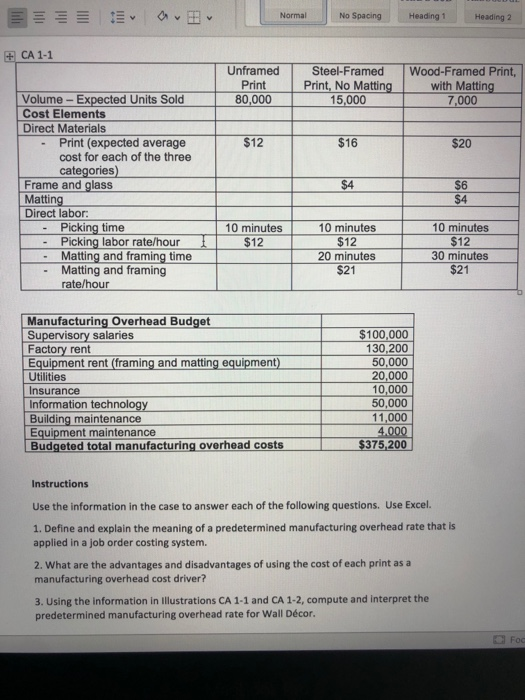 Job Order Costing 211 Aa BbCcDdEe AaBCcDdEe - Heading 1 Heading Normal