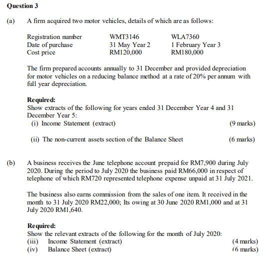 Please help me please please Question 3 (a) A firm acquired two