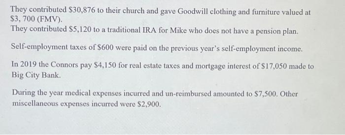 Problem Cynthia and Mike Connor files a Joint return. Mike owns a