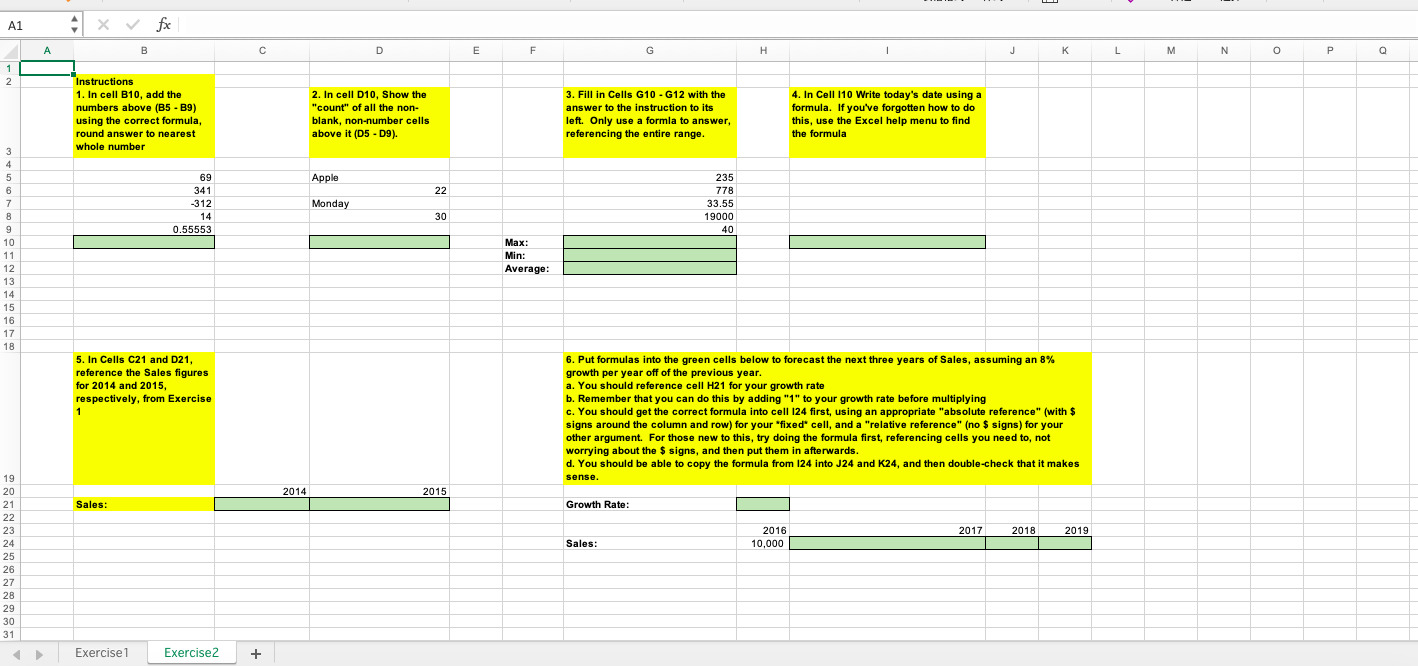 A1 A x fx A B D E F G H