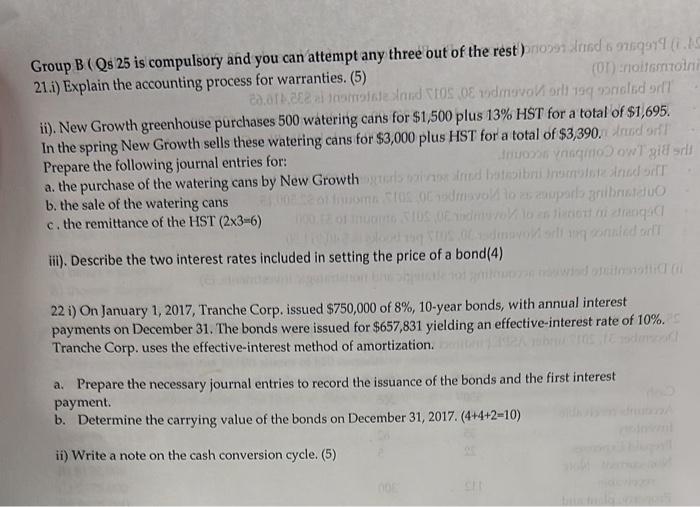  Group B (Qs 25 is compulsory and you can attempt any