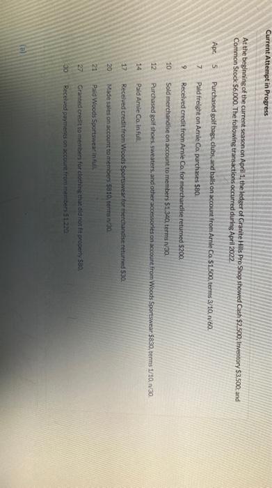  prepare a trial balance Current Attempt in Progress At the beginning