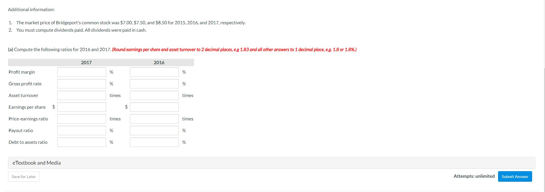 and income statement data for Bridgeport Corporation are presented here. BRIDGEPORT CORPORATION