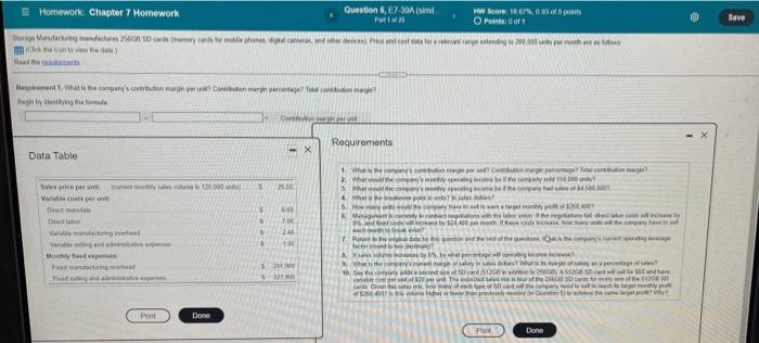 please answer all requirements Pull Save Question 6, E7 30A HW Score