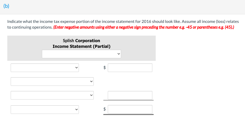 Income (Loss) Tax Rate 2015 $57,600 25 % 2016 (84,000) 20 %