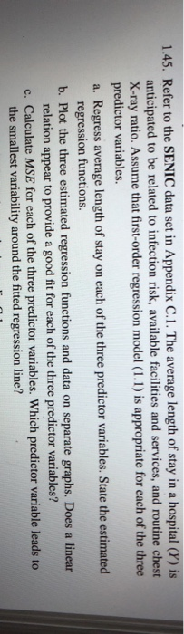  1.45. Refer to the SENIC data set in Appendix C.1. The