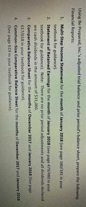  Please do all of them pleeeease Using Be Prepared, Inc.'s adjusted