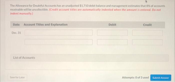 accounts at year end. The percentage estimates of bad debts are as