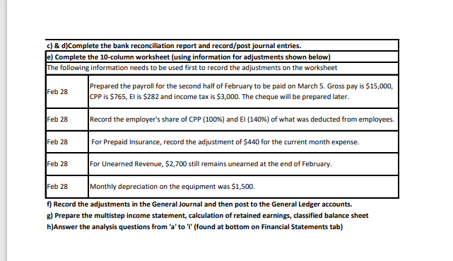 hired to account for transactions for the month of February 2021, complete