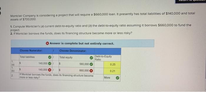  Montclair Company is considering a project that will require a $660,000