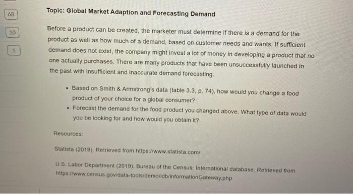  Topic: Global Market Adaption and Forecasting Demand 68 10 1 Before