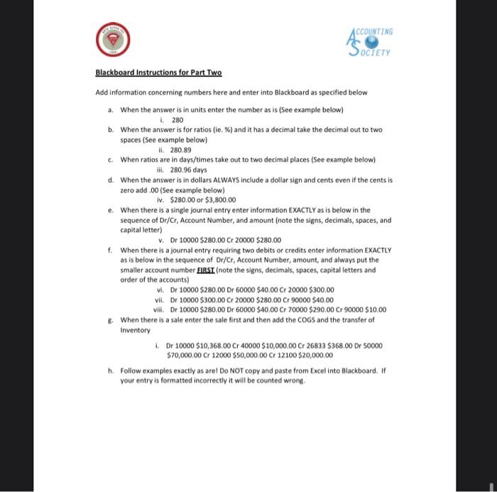 based on the information provided in the next section, complete the following