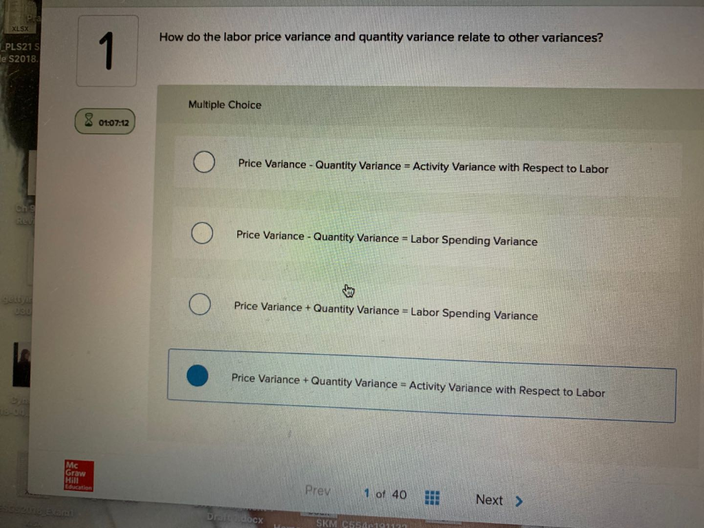 XLSX How do the labor price variance and quantity variance relate