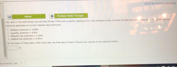  Check My Work (3 remaining) eBook Problem Walk-Through You read in