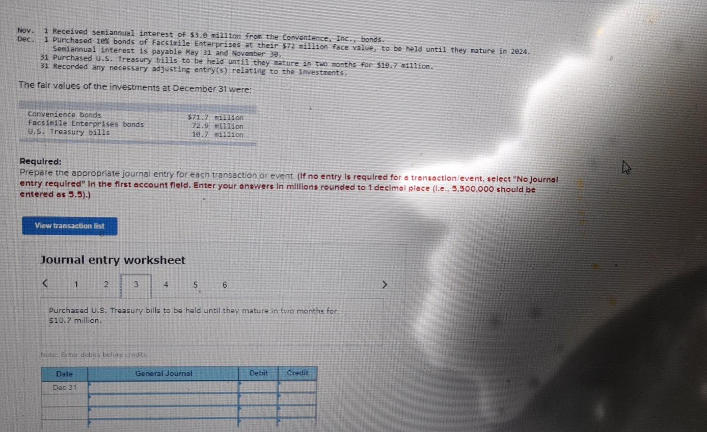 the convenience, Inc. Dec 1. Purchased 10% bonds of facsimile enterprises at