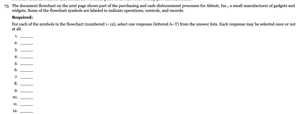  73. The document flowchart on the next page shows part of