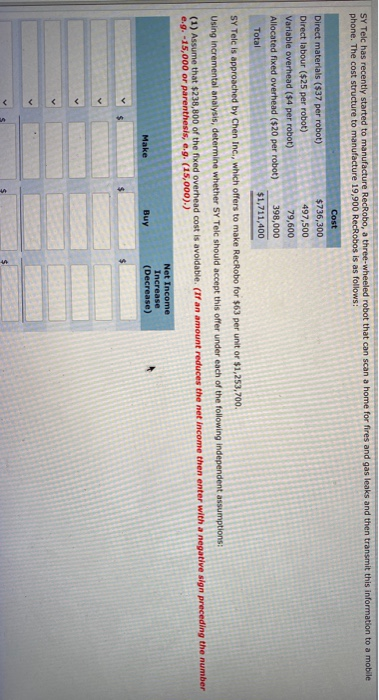 7.17 Pender has prepared the following list of statements about decision-making and