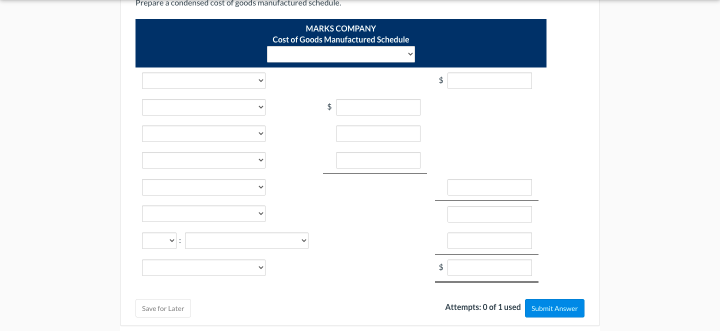information is available for Marks Company at December 31, 2019: - /