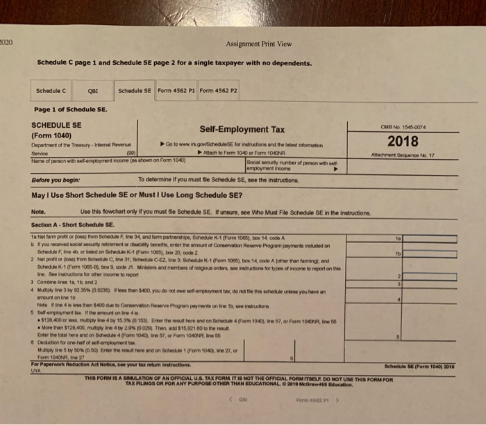 GBI deduction. Prepare Schedule C and Schedule SE. S 179 expense is