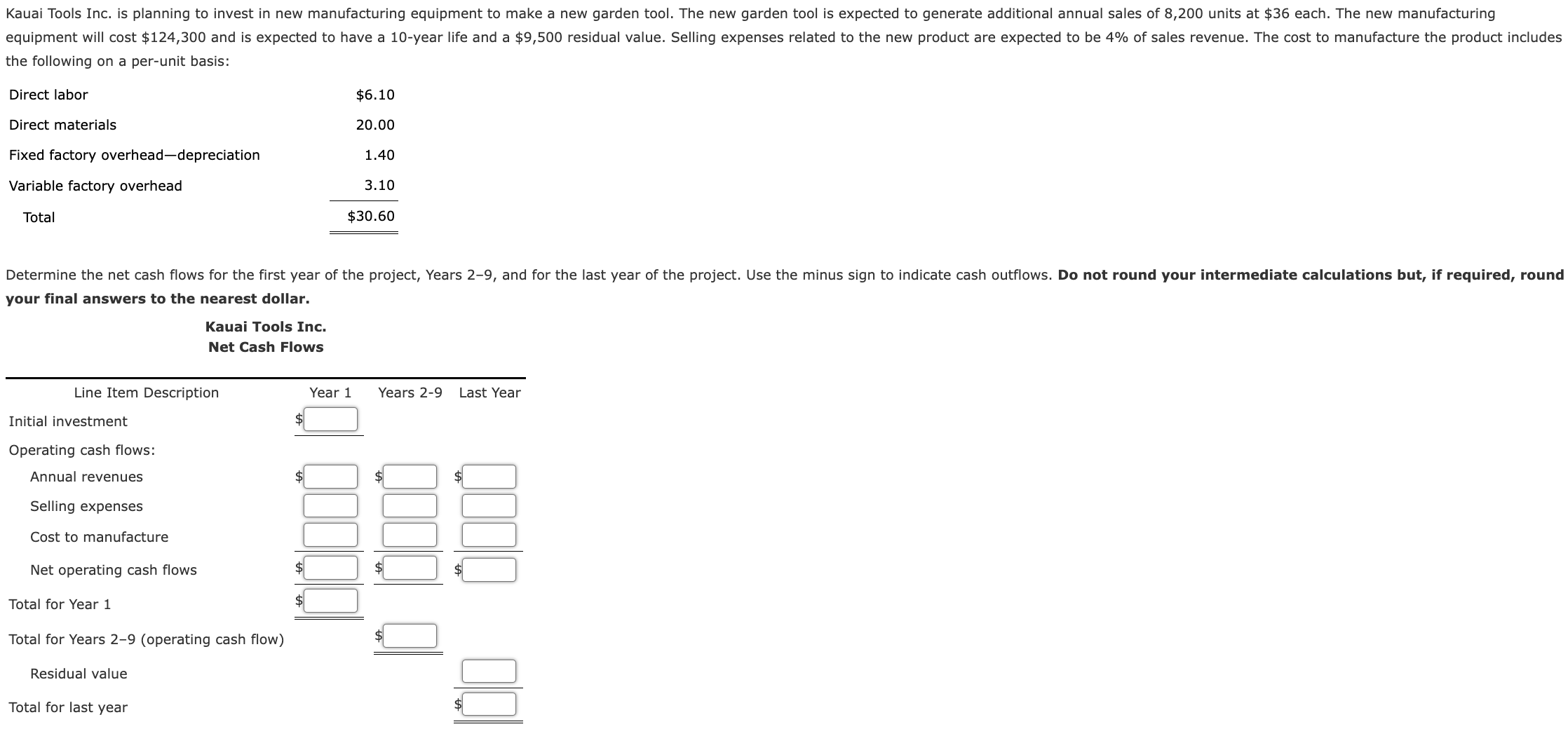 the following on a per-unit basis: Direct labor Direct materials Fixed factory