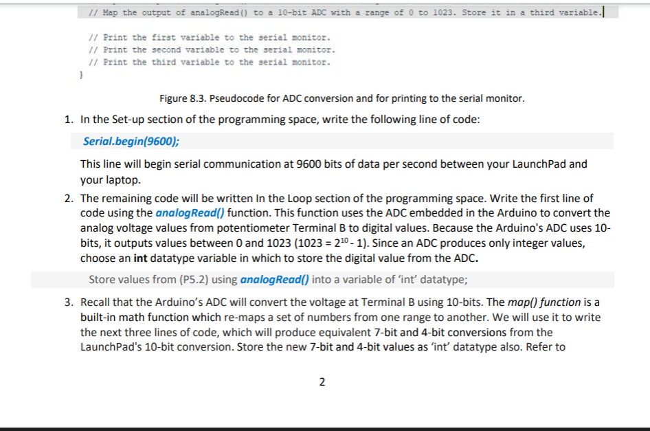 code for the for the below picture: int pot = A0; int