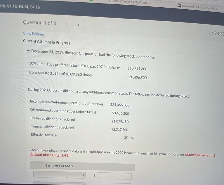  Home Students My NCWC Edu ork: E4.13, E4.14, E4.15 w Homework