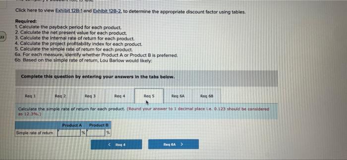 each product as follows: Product Product Initial investment: Cost of equipment (zero