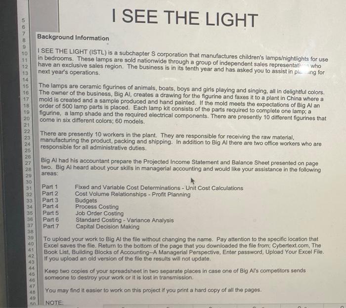 I see the light project based on first 3 pages solve last