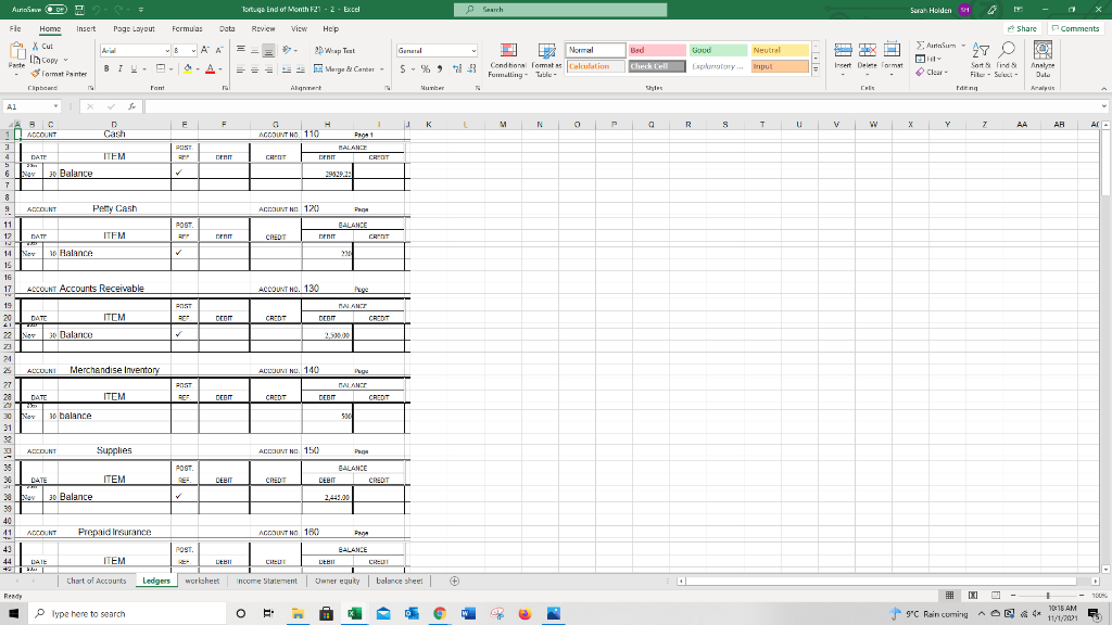 Sarah Holden SH Fle Page Layout Formula Data Review View Share Comments
