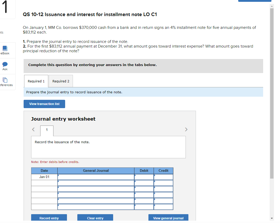 1 QS 10-12 Issuance and interest for installment note LO C1