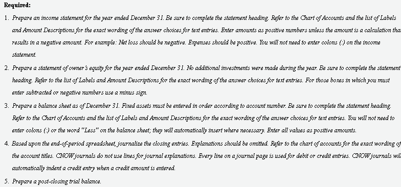 Spreadsheet For the Year Ended December 31, 2011 Unadjusted Trial Balance Adjustments