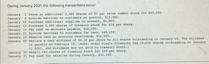 general ledger of Grand Finale Fireworks includes the following account balances: Accounts