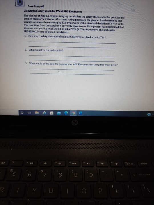  Case Study 2 Calculating safety stock for TVs at ABC Electronics
