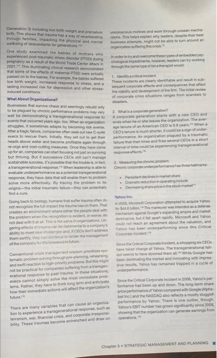 failures on transgenerational impact? 2. why do you think yahoos financial performance