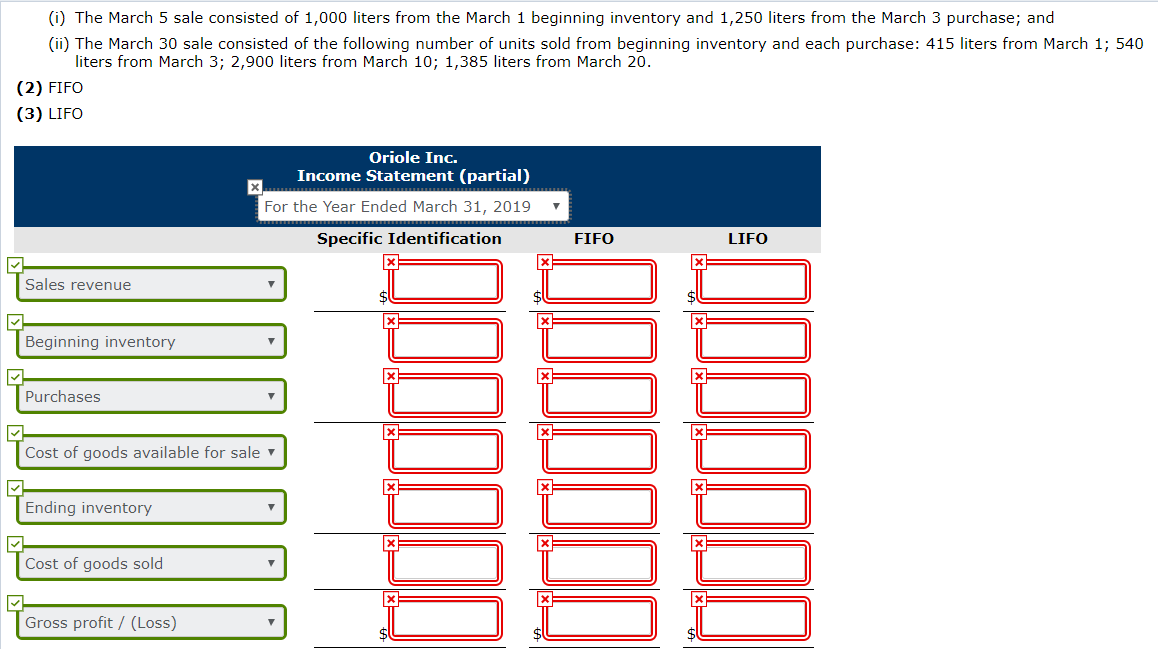 information for Oriole Inc. Oriole Inc. uses the periodic system of accounting