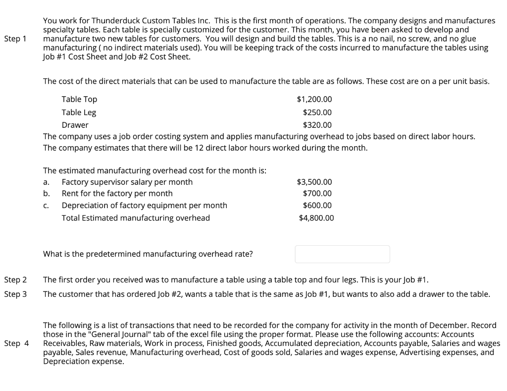 Please answer all parts! excel spreadsheet would be easiest. Step 1