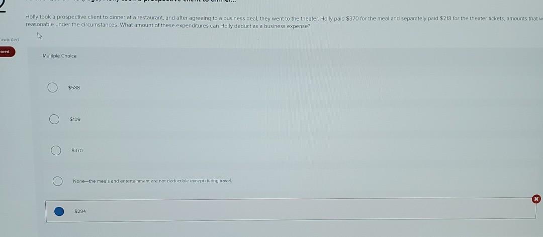 Please help! which one is correct? $294 is incorrect Holly took a