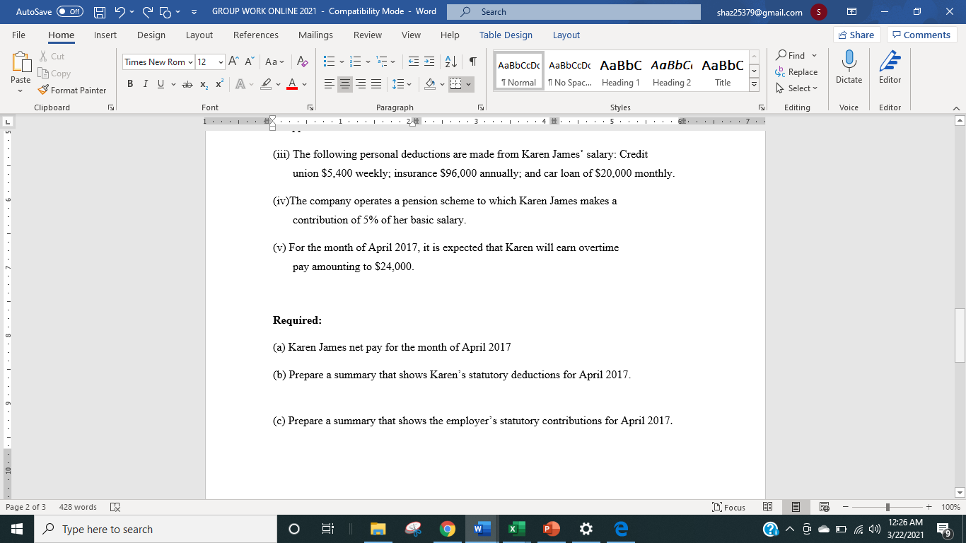  AutoSave Off GROUP WORK ONLINE 2021 - Compatibility Mode - Word